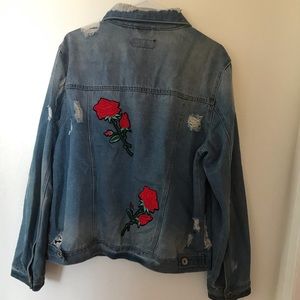Denim jacket with roses
